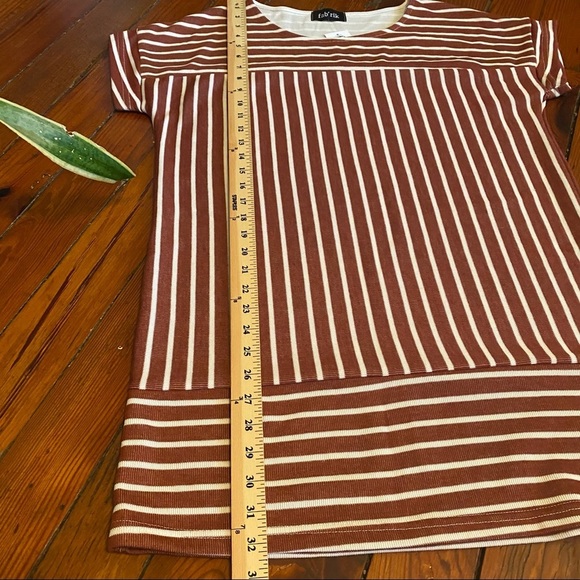 Fab’rik Striped Shift Dress/ Tunic Rust & White Size Medium - Picture 3 of 5